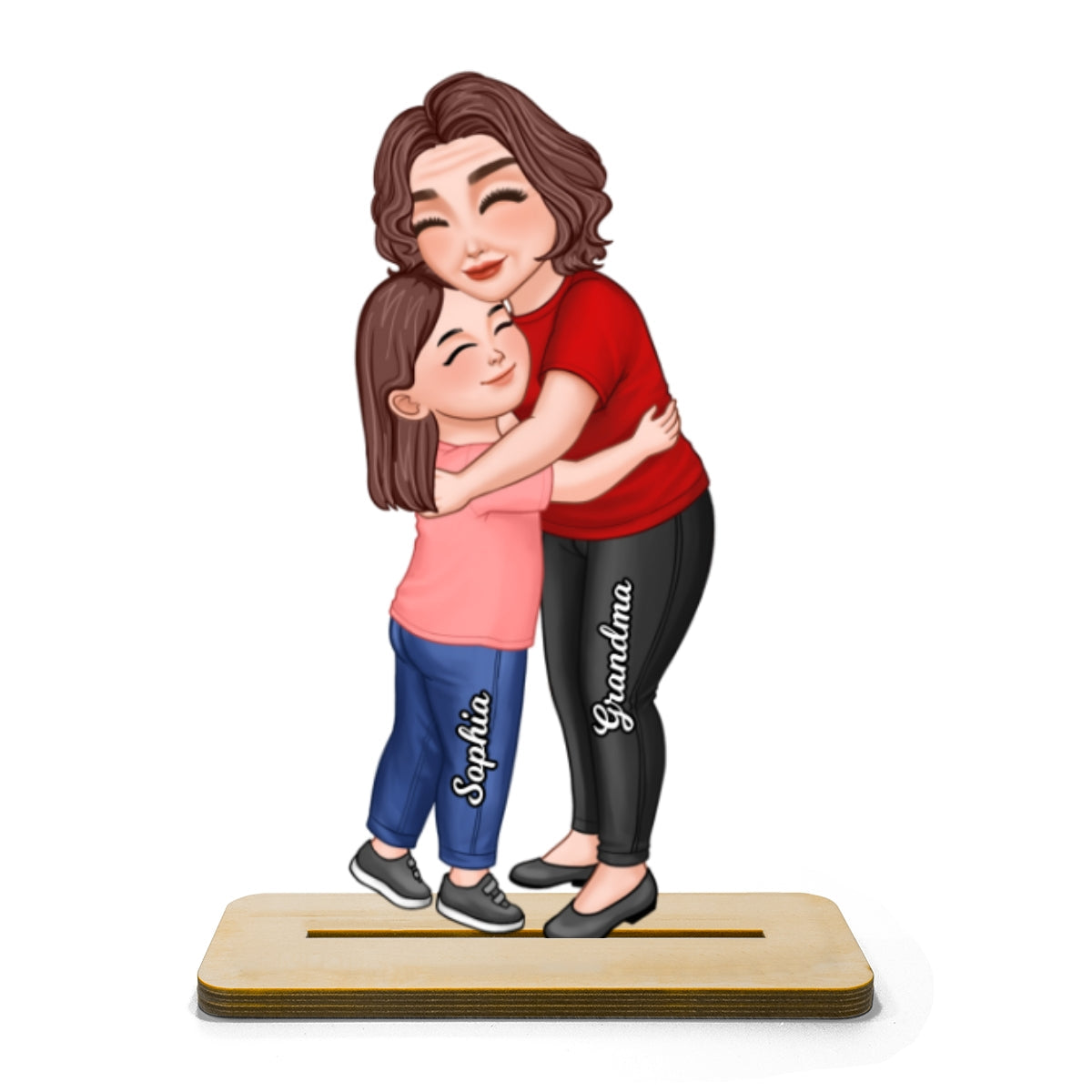Grandma & Grandkid Hugging Gift For Grandma Gift For Granddaughter Grandson Grandchildren Personalized Standing Wooden Plaque