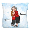Grandma & Grandkid Hugging Christmas Gift For Granddaughter Grandson Personalized Pillow