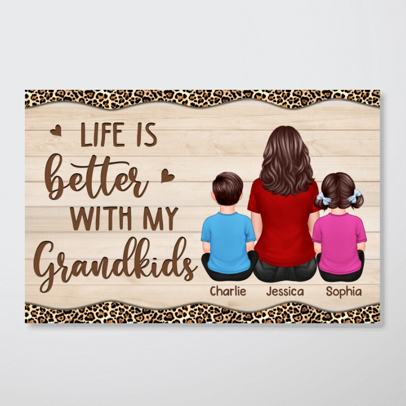 Grandma Grandkid Leopard Personalized Poster