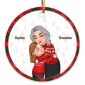 Grandma Grandkid Hugging Christmas Gift For Grandson Granddaughter Personalized Circle Ornament