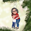 Grandma & Grandkid Hugging New Happy Face Christmas Gift For Granddaughter Grandson Personalized Acrylic Ornament