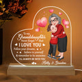 Grandma & Grandkid Hugging To My Granddaughter Grandson Personalized Heart Acrylic Plaque With LED Night Light