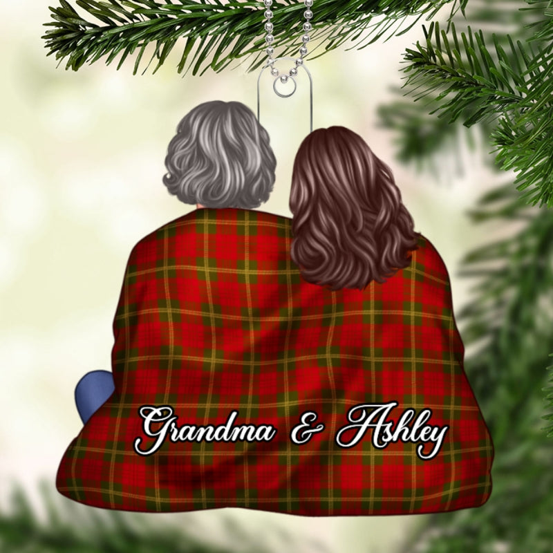 Grandma & Grandkid In Blanket Christmas Gift For Granddaughter Grandson Personalized Acrylic Ornament