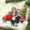 Grandma & Grandkid Hugging By Christmas Truck Personalized Acrylic Ornament